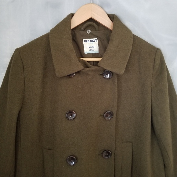 Old Navy Double Breasted Coat Olive Brown Medium - Picture 2 of 8